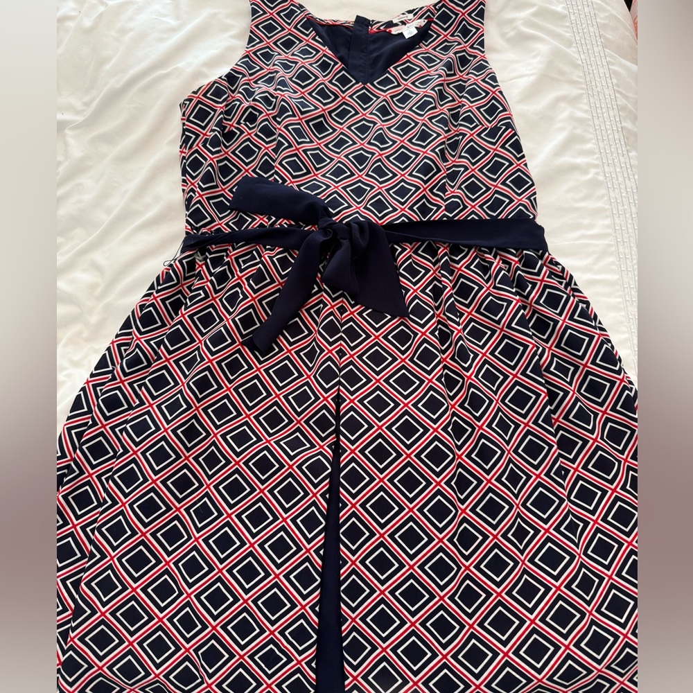 2014 Zooey Deschanel for Tommy Hilfiger diamond pleat belted dress